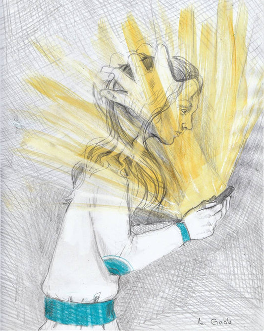 Just Can't Pull Yourself Away, an original drawing by Canadian artist Andrew Gable.