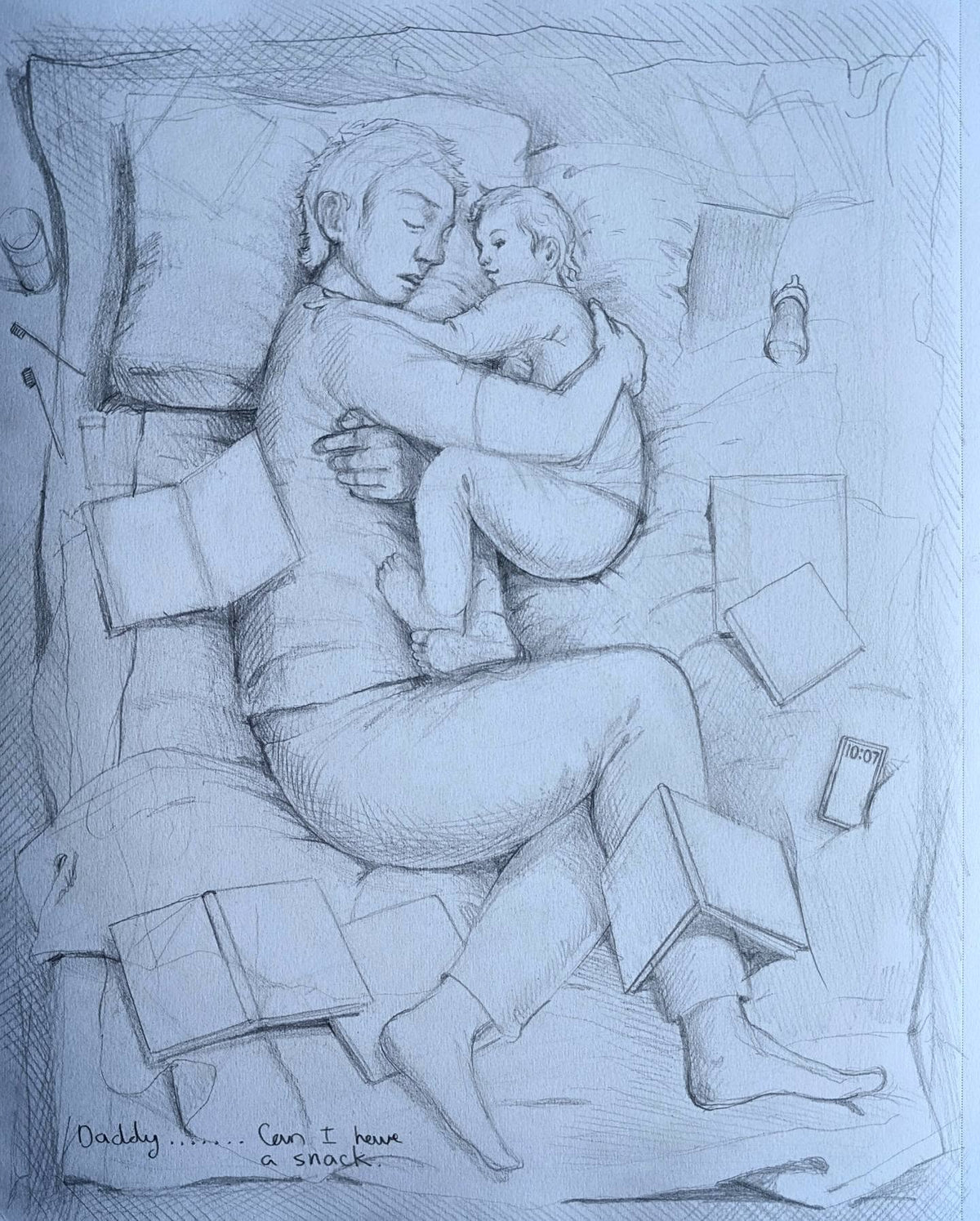 Bedtime, an original drawing by Canadian artist Andrew Gable.