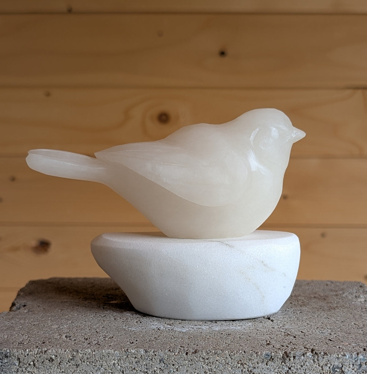 Grace - Songbird #13, an original stone songbird carving by Canadian artist Andrew Gable.