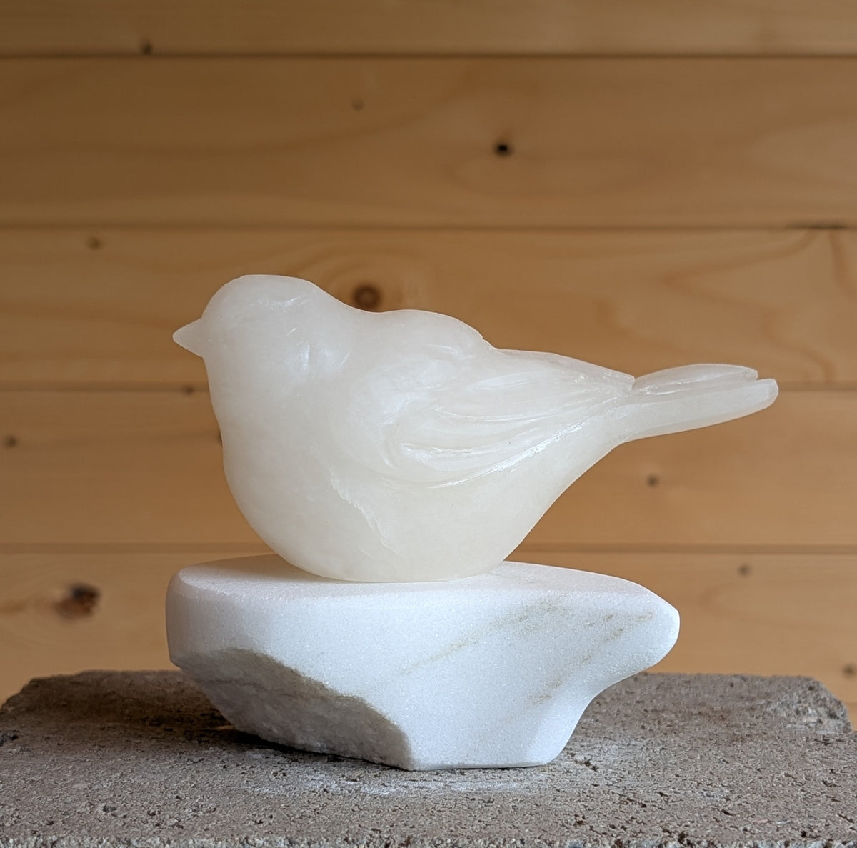 Grace - Songbird #13, an original stone songbird carving by Canadian artist Andrew Gable.