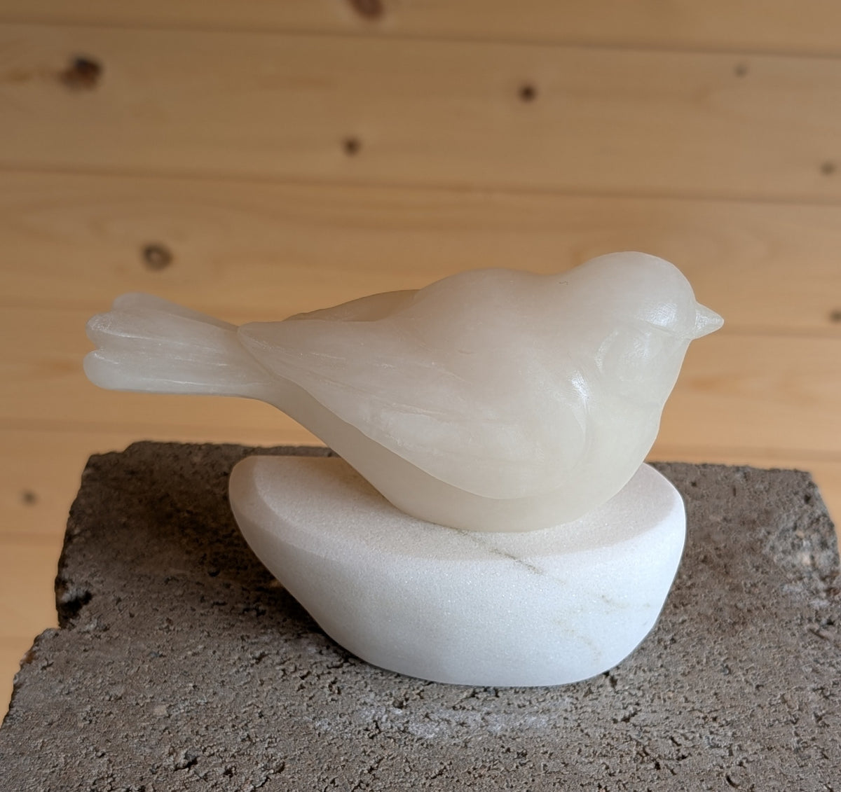 Grace - Songbird #13, an original stone songbird carving by Canadian artist Andrew Gable.