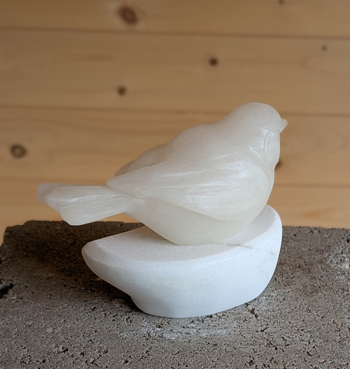 Grace - Songbird #13, an original stone songbird carving by Canadian artist Andrew Gable.