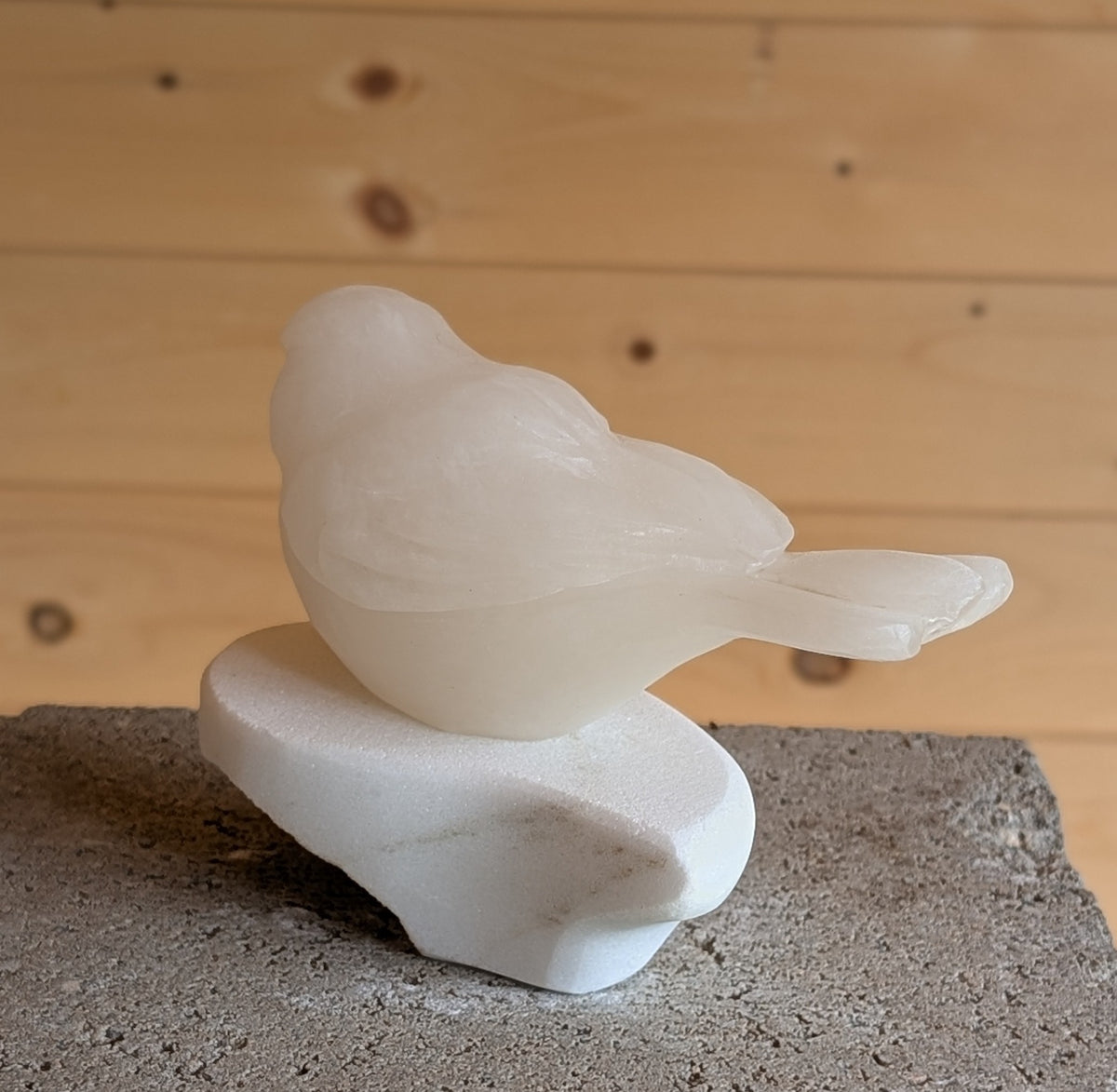 Grace - Songbird #13, an original stone songbird carving by Canadian artist Andrew Gable.