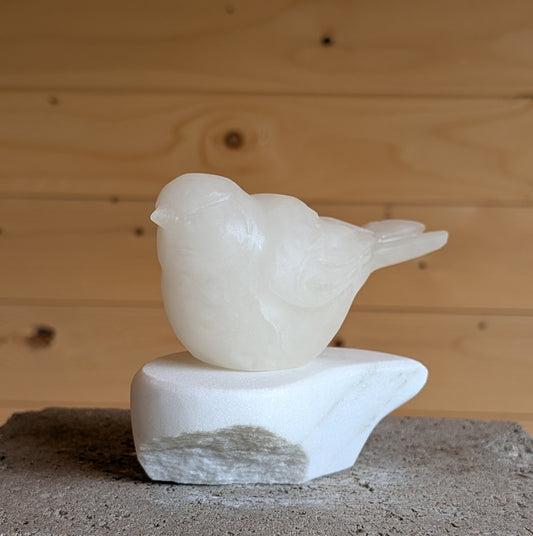 Grace - Songbird #13, an original stone songbird carving by Canadian artist Andrew Gable.