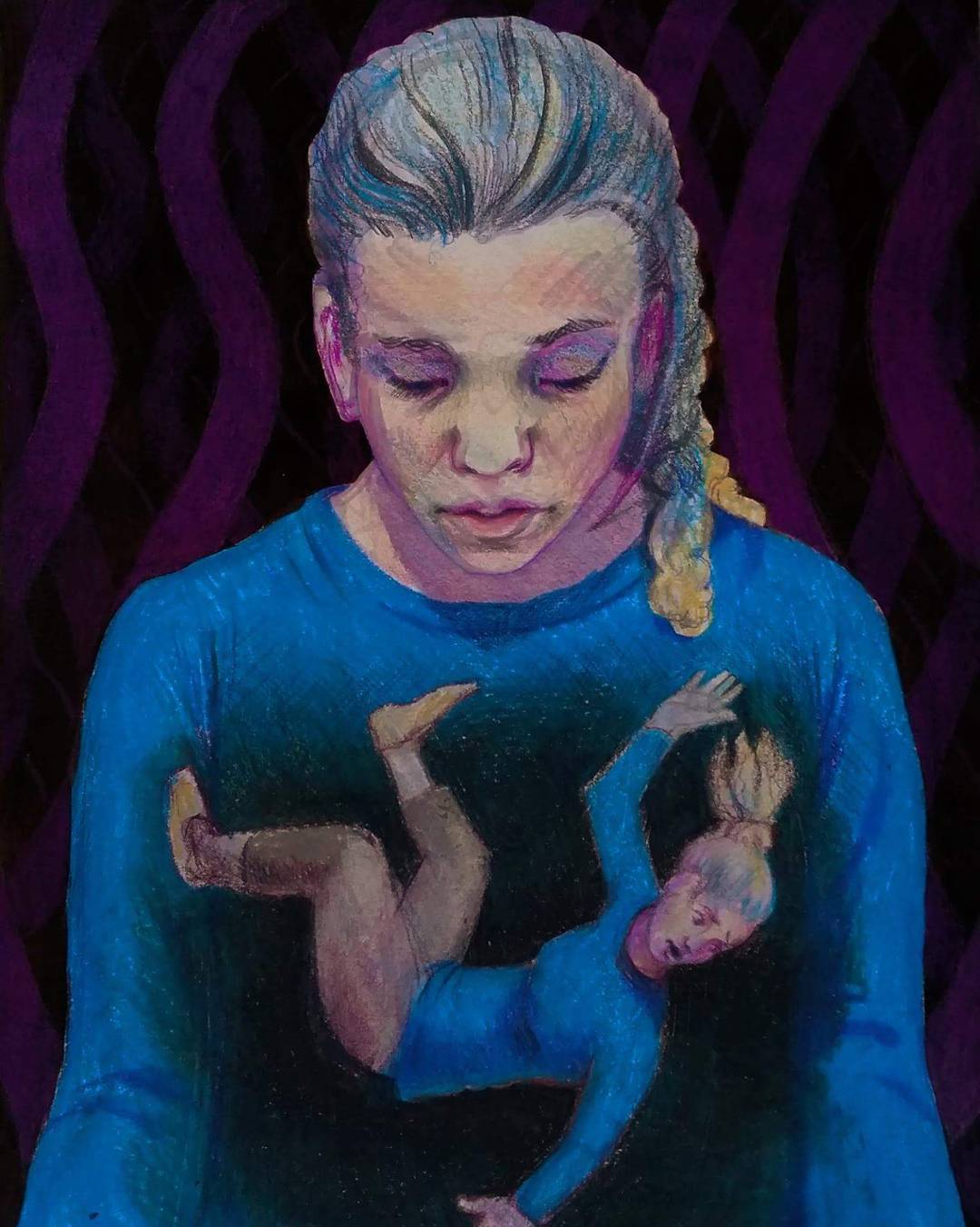Falling, an original drawing by Canadian artist Andrew Gable.