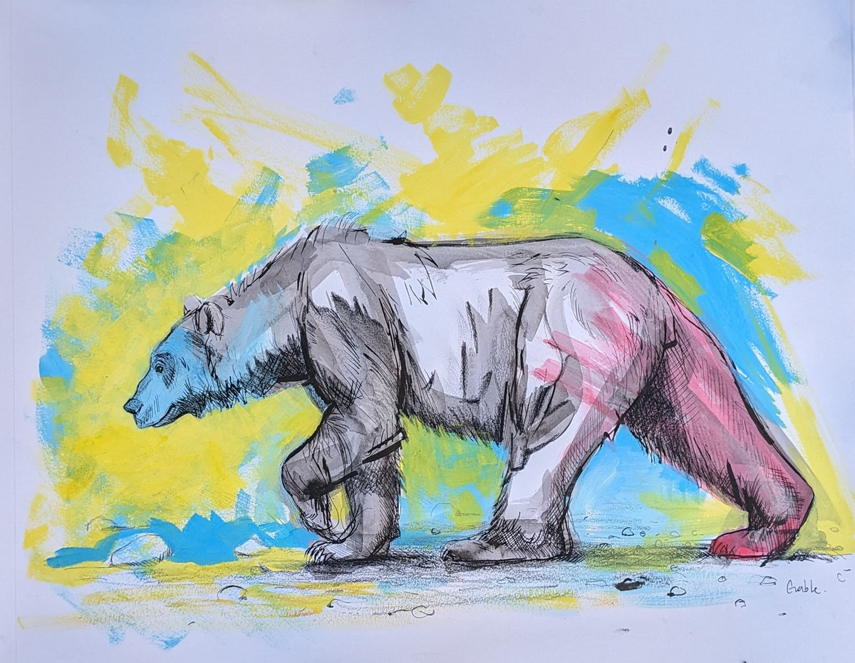 Walking On Sunshine, an original drawing by Canadian artist Andrew Gable.