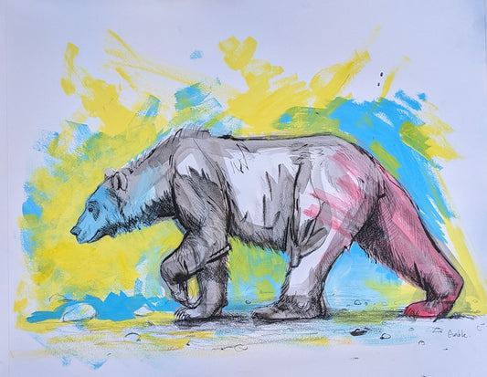 Walking On Sunshine, an original drawing by Canadian artist Andrew Gable.