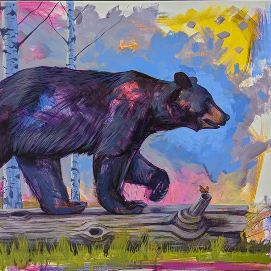 A Walk In The Park - black bear painting by Andrew Gable